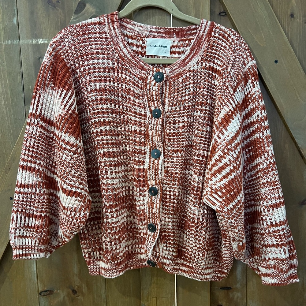 Misha and Puff cotton space dye cardigan in paprika. Size M/L, perfect condition